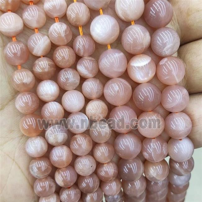 Natural Peach Moonstone Beads Smooth Round