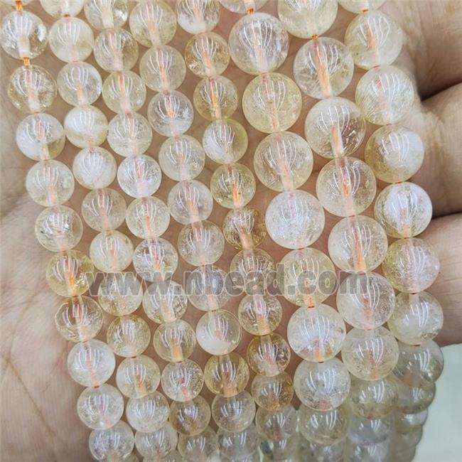 Natural Yellow Citrine Beads Smooth Round