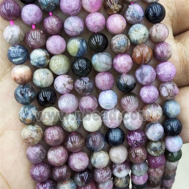 Natural Tourmaline Beads Pink Smooth Round