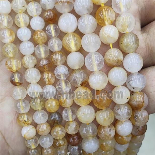 Yellow Hematoid Quartz Beads Smooth Round