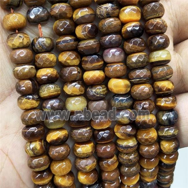 Natural Tiger Eye Stone Beads Faceted Rondelle