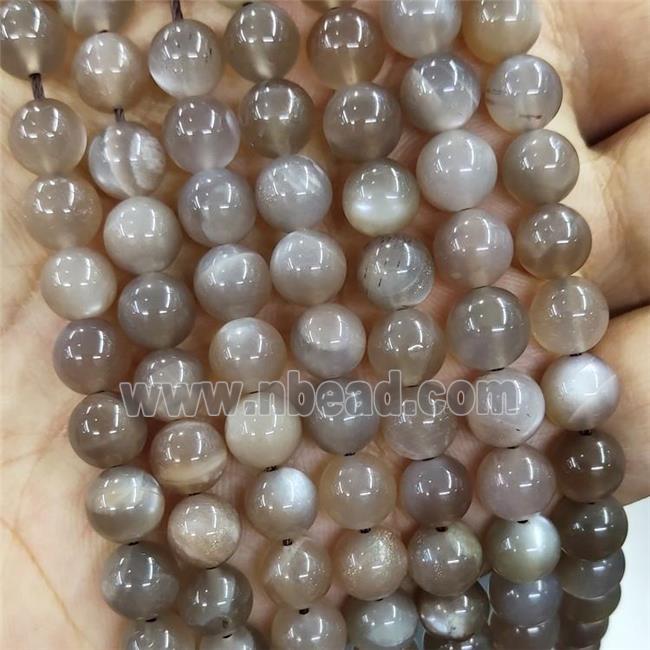 Natural Gray Moonstone Beads Smooth Round