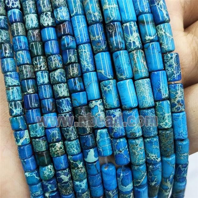 Imperial Jasper Tube Beads Skyblue