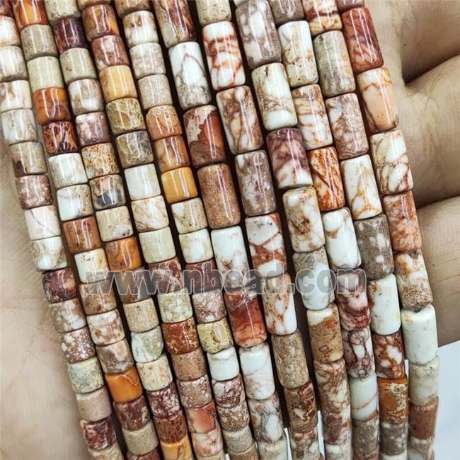 White Imperial Jasper Tube Beads