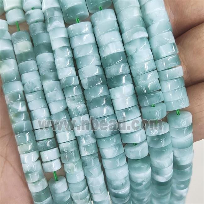 Green Peacock Angelite Heishi Beads