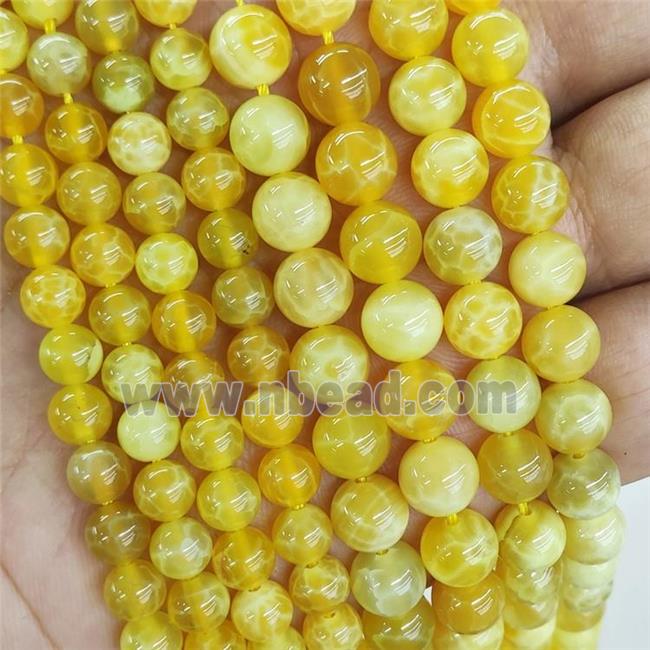 Natural Lemon Quartz Yellow Heat Fired Smooth Round