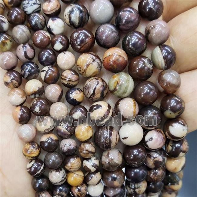 Natural Australian Zebra Jasper Beads A-Grade Smooth Round