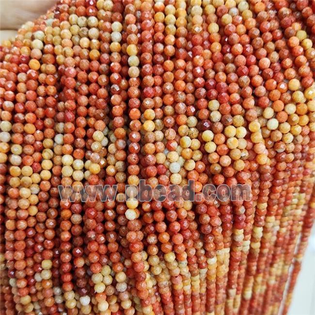 Natural Coral Beads Tiny Orange Faceted Round