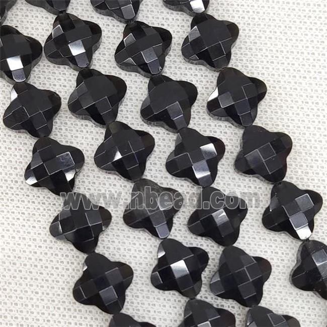 Natural Black Jasper Beads Faceted Clover