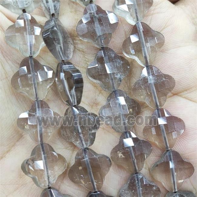 Natural Smoky Quartz Clover Beads Faceted