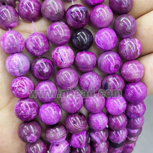 Natural Agate Beads Fuchsia Dye Smooth Round