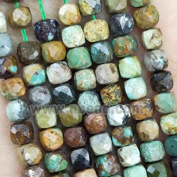 Natural Chinese Turquoise Beads Multicolor Faceted Cube