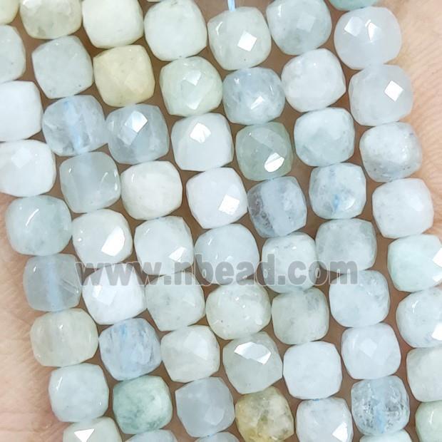 Natural Aquamarine Beads Faceted Cube