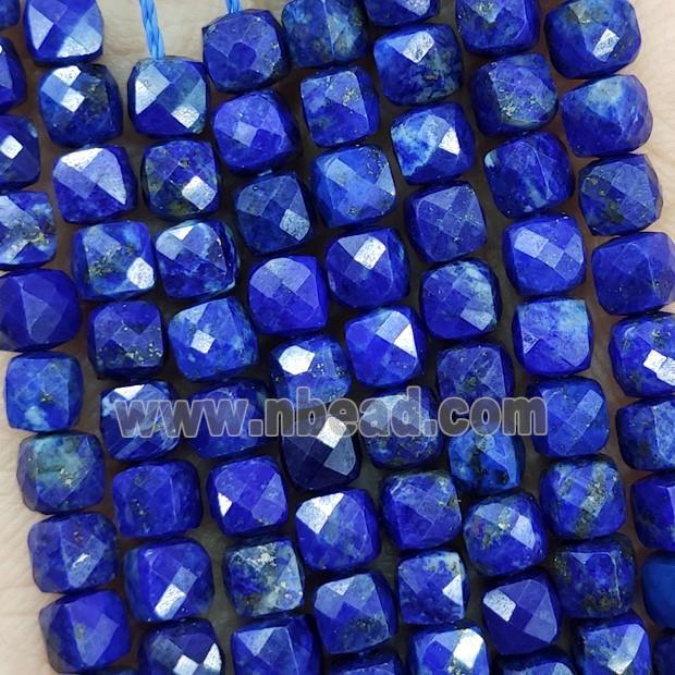 Natural Lapis Lazuli Beads Blue Faceted Cube