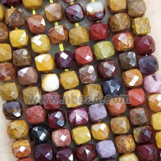 Natural Mookaite Beads Multicolor Faceted Cube