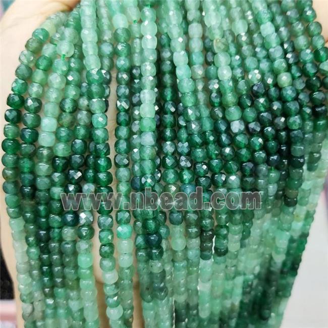 Natural Green Strawberry Quartz Beads Faceted Cube