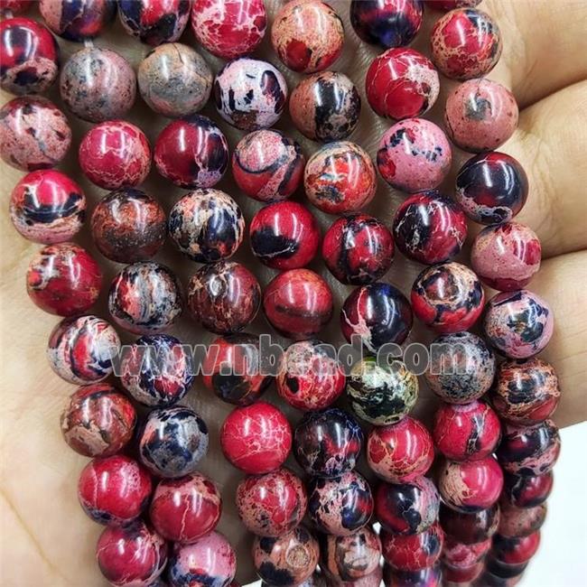 Imperial Jasper Round Beads Red Dye Smooth Round