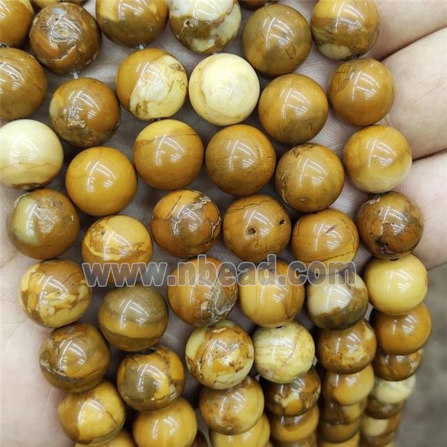 Yellow Ivory Jasper Beads Smooth Round