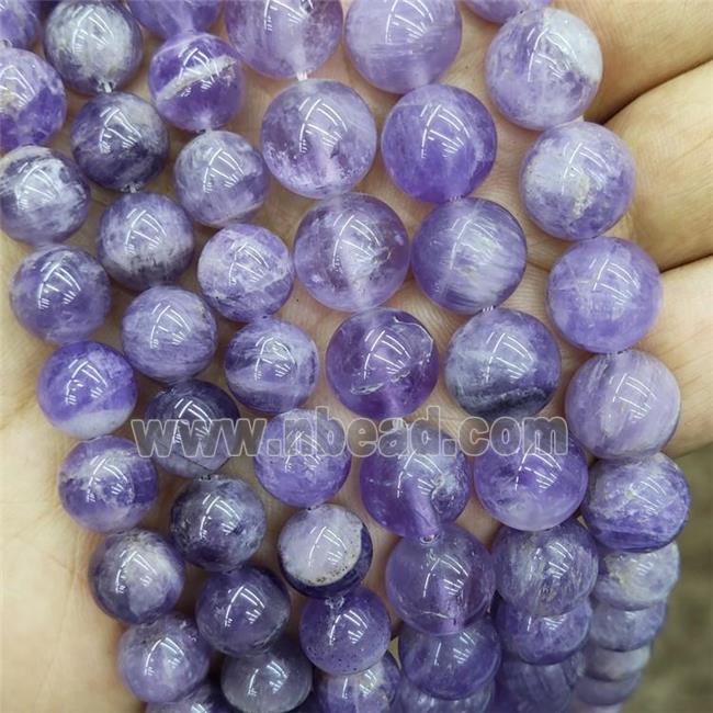 Natural Purple Chalcedony Beads Smooth Round