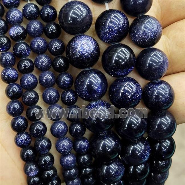 Blue SandStone Beads Smooth Round