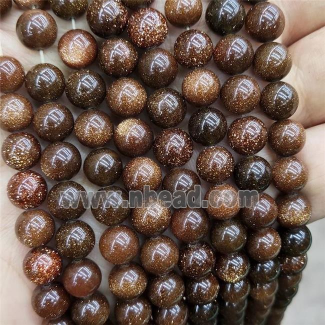 Coffee Sandstone Beads Smooth Round