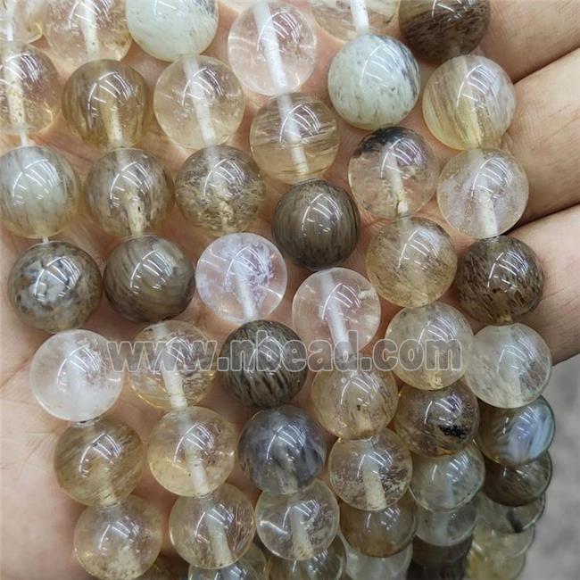 Synthetic Quartz Beads Coffee Smooth Round