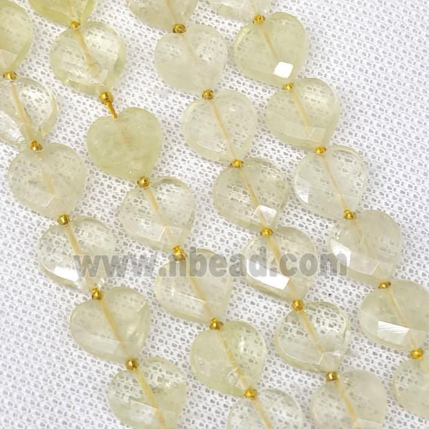 Natural Lemon Quartz Heart Beads Faceted