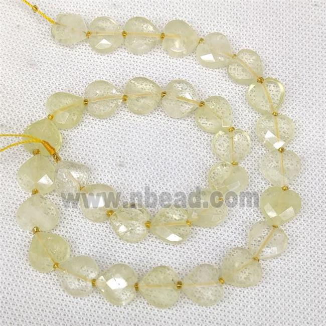 Natural Lemon Quartz Heart Beads Faceted