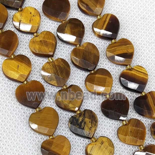 Natural Tiger Eye Stone Heart Beads Faceted