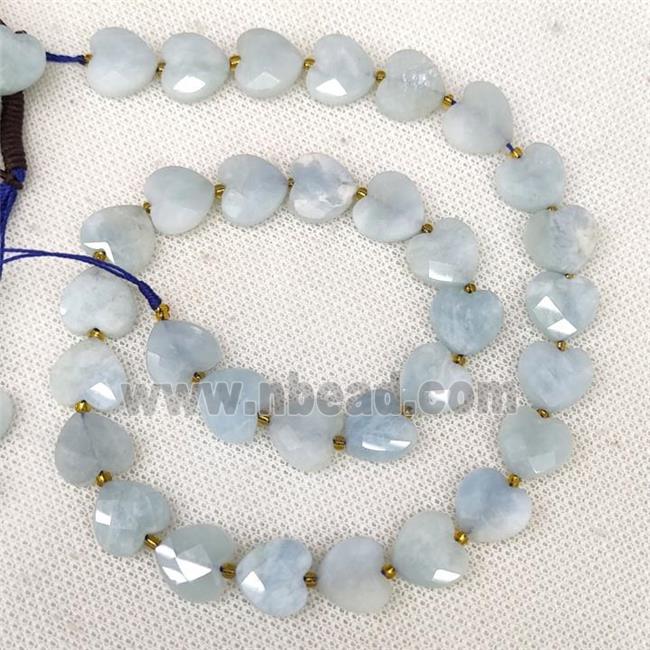 Natural Blue Aquamarine Beads Faceted Heart