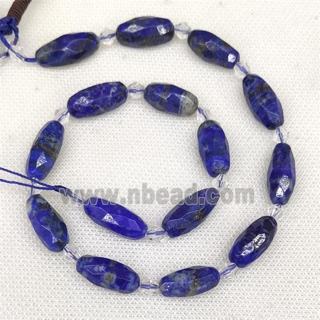 Natural Lapis Lazuli Rice Beads Blue Faceted