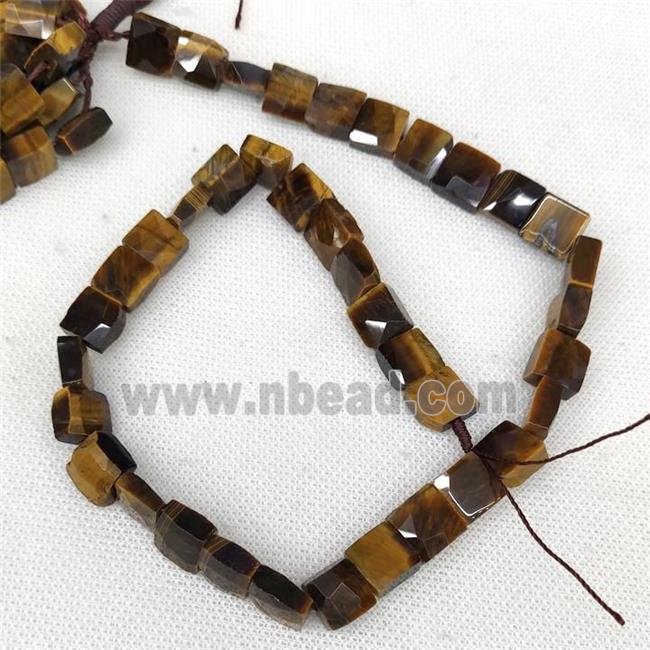 Natural Tiger Eye Stone Beads Faceted Square