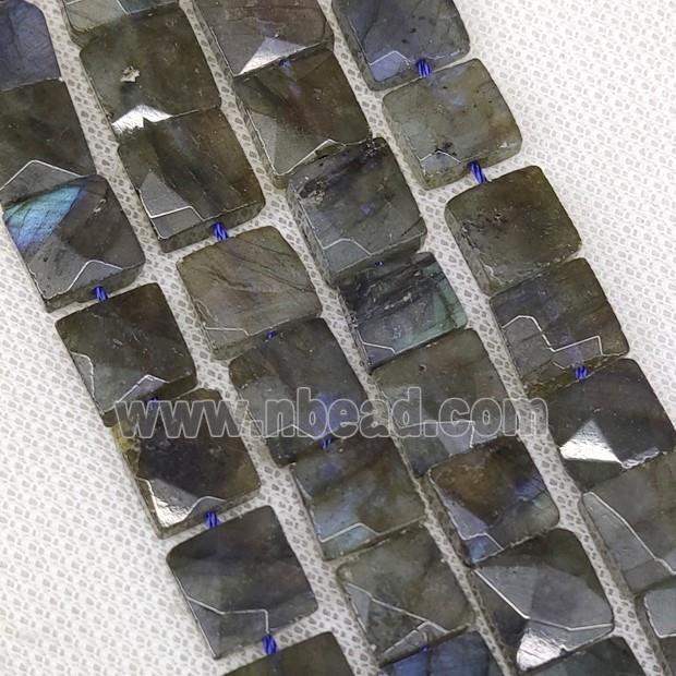 Natural Labradorite Beads Faceted Square