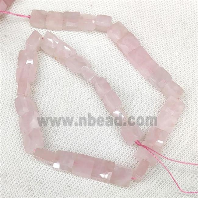 Natural Rose Quartz Beads Pink Faceted Square