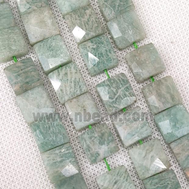 Natural Green Amazonite Beads Faceted Square