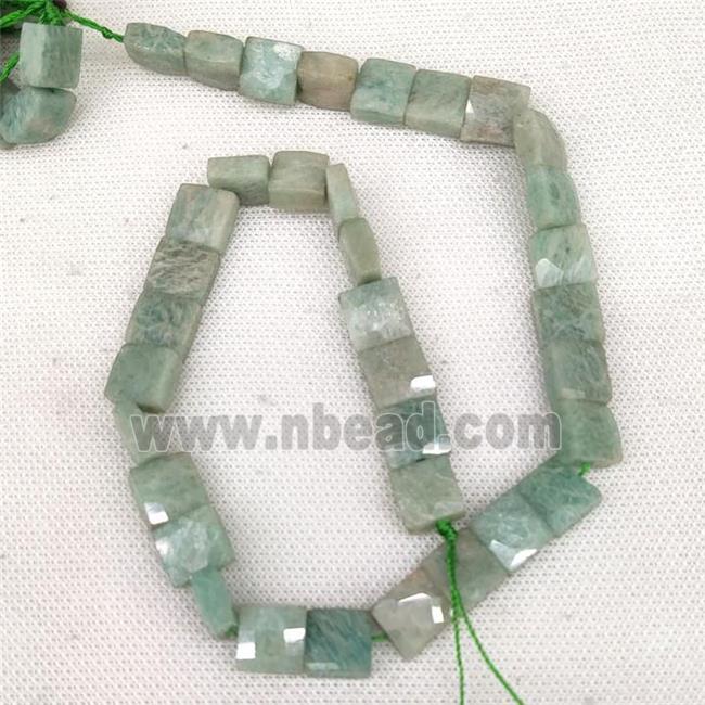 Natural Green Amazonite Beads Faceted Square