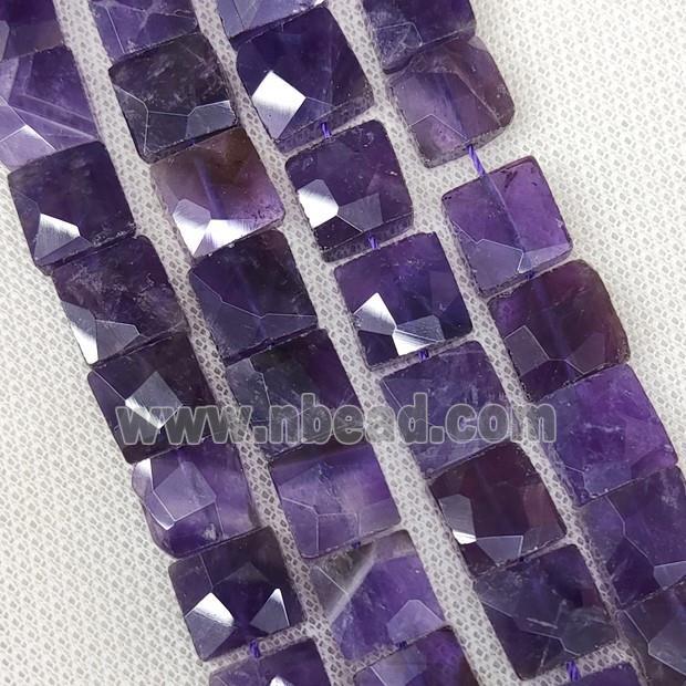 Natural Amethyst Beads Purple Faceted Square