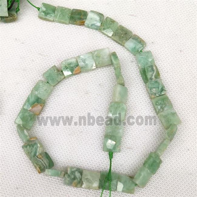 Natural Green Quartz Square Beads Faceted