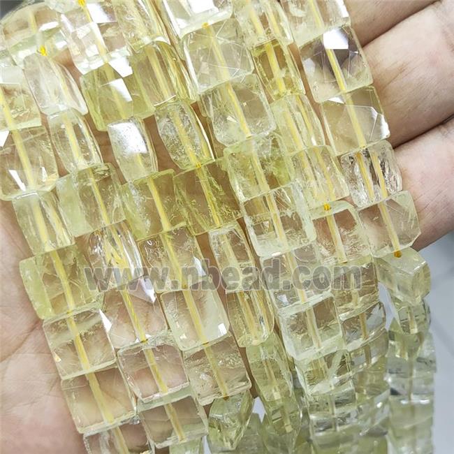 Natural Lemon Quartz Beads Faceted Square