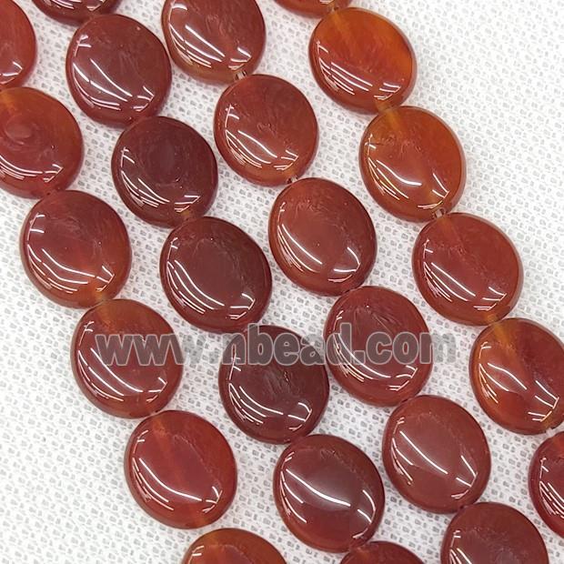 Red Carnelian Agate Oval Beads