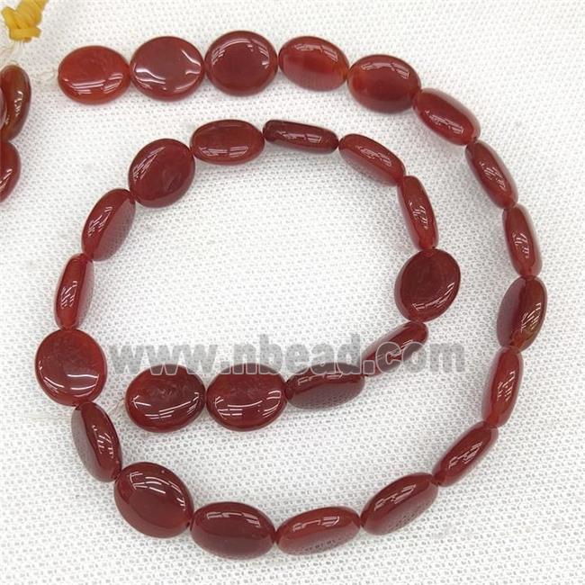 Red Carnelian Agate Oval Beads