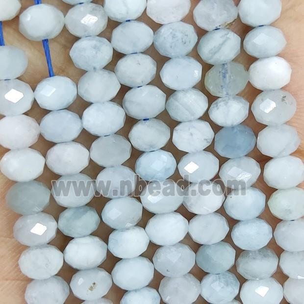 Natural Blue Aquamarine Beads Faceted Rondelle