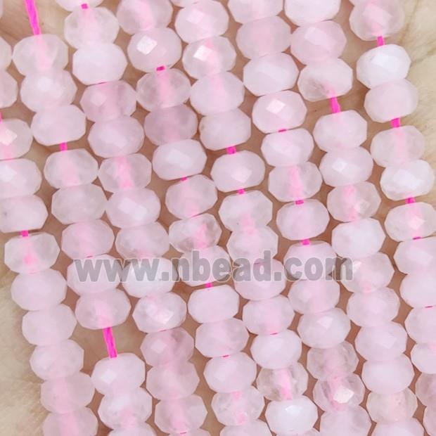 Natural Pink Rose Quartz Beads Faceted Rondelle