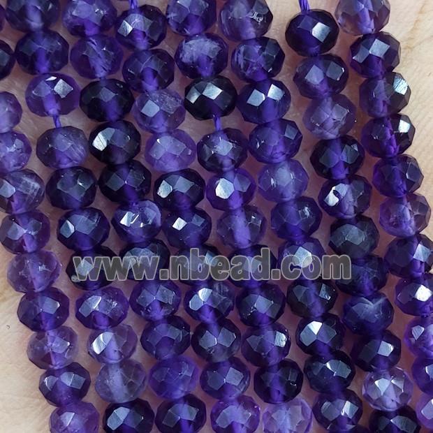 Natural Amethyst Beads Purple Faceted Rondelle