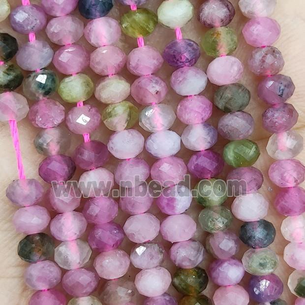 Natural Pink Tourmaline Beads Faceted Rondelle