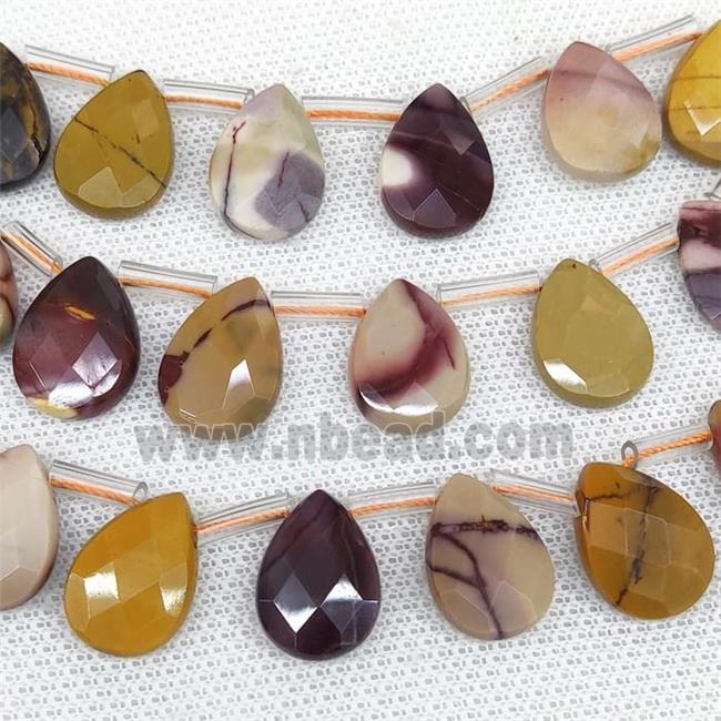 Natural Mookaite Beads Multicolor Faceted Teardrop Topdrilled