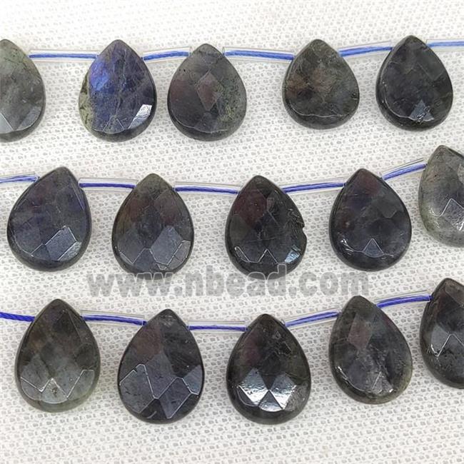 Natural Labradorite Beads Faceted Teardrop Topdrilled