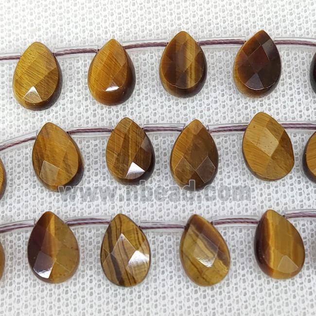 Natural Tiger Eye Stone Beads Faceted Teardrop Topdrilled