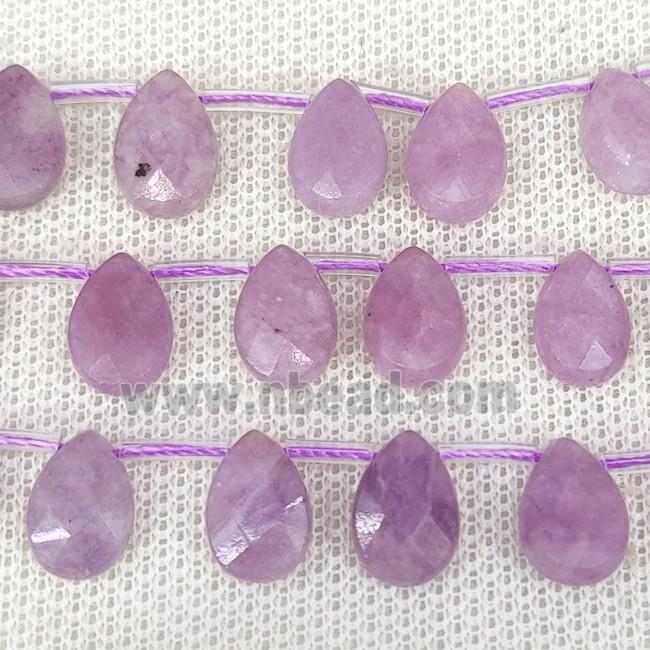 Natural Lepidolite Beads Purple Faceted Teardrop Topdrilled