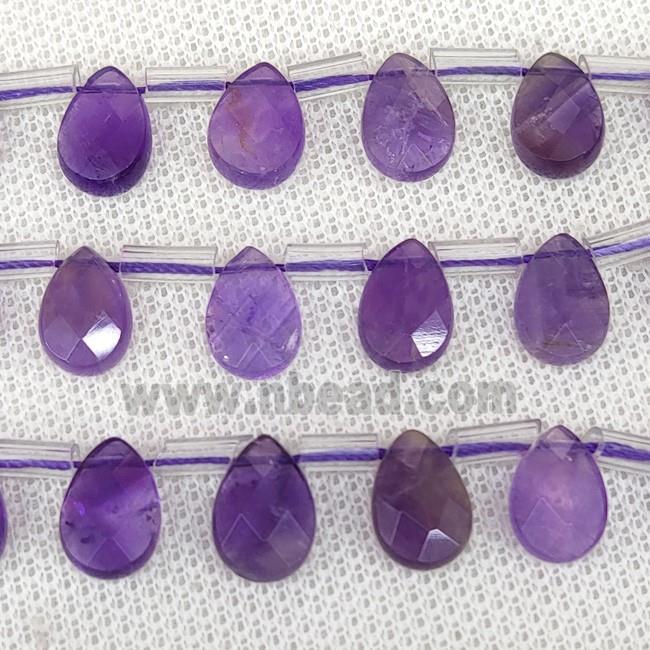 Natural Amethyst Beads Purple Faceted Teardrop Topdrilled